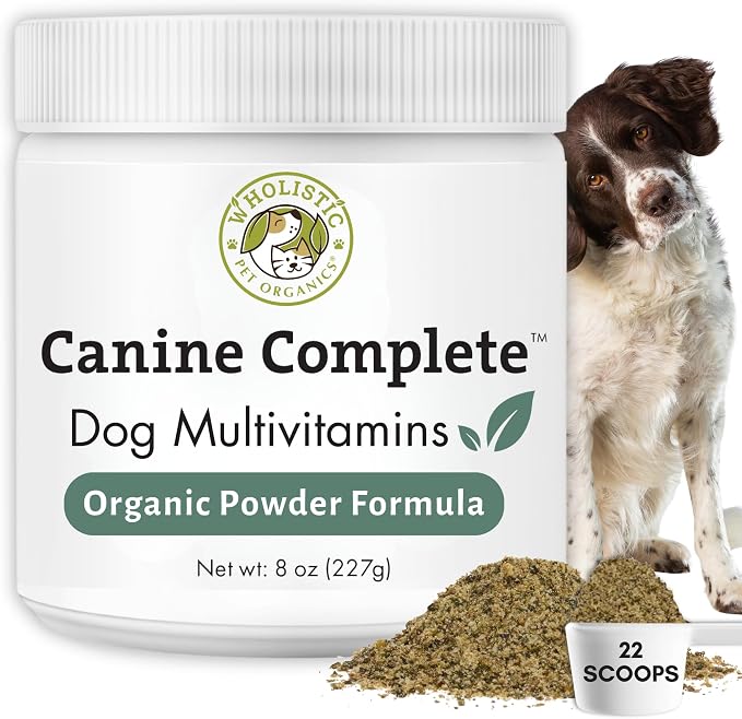 Wholistic Pet Organics Canine Complete - Dog Multivitamin Powder - 8 oz - Daily Dog Vitamins and Supplements for Homemade Food - Immune System, Skin, Coat & Overall Health - All Breeds - 22 Scoops