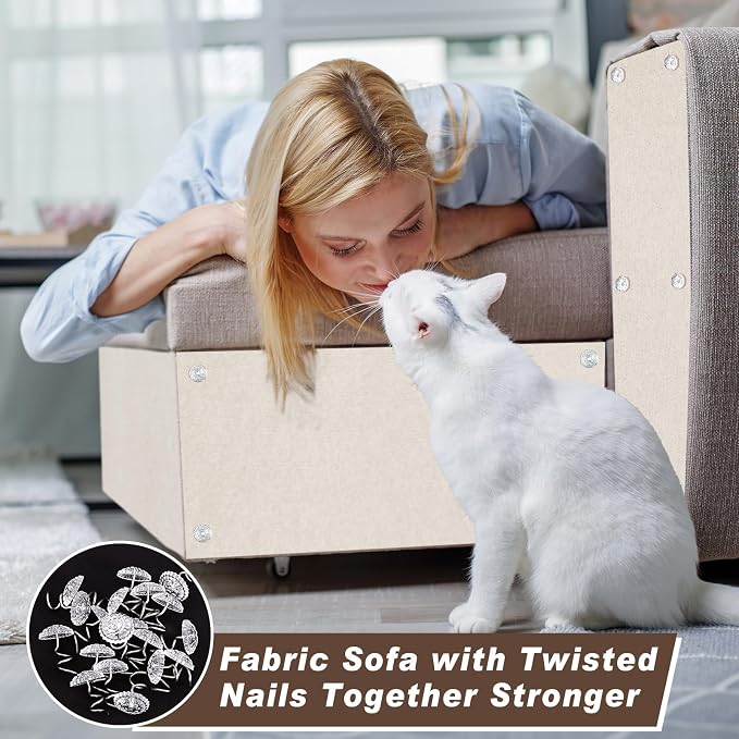 Cat Scratching Mat, 118" x 15.8" Self-Adhesive Trimmable Cat Scratching Carpet Mat with 20 Screws, DIY Cat Scratchers Furniture Protector for Indoor Cats, Couch, Wall and Cat Tree Shelves
