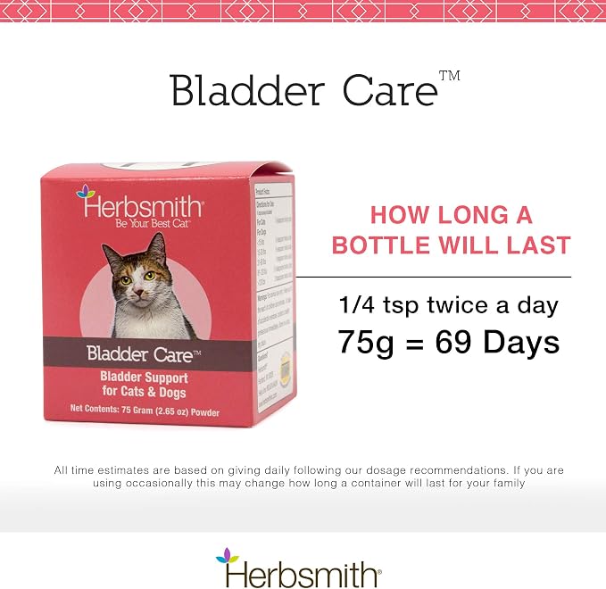Herbsmith Bladder Care- Bladder Support for Cats- Urinary Tract Cat Supplement – Maintains Kidney Health for Cats– 75g