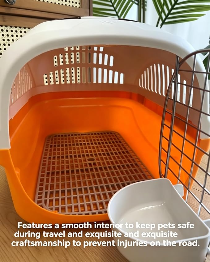 Cat Carrier Airline Approved, Portable Pet Travel Crate with Anti-Stress Design for Cats & Small Dogs, Car Safe Kennel with Top Window (Orange)