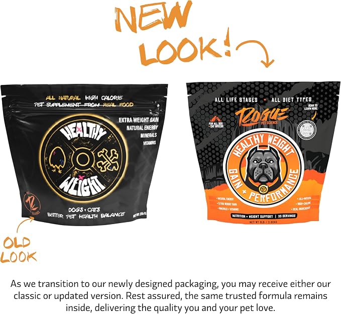 ROGUE PET SCIENCE Healthy Weight - Natural Weight Gainer for Dogs - High Calorie Tasty Dog Food & Cat Food Topper - Supports Weight Gain, Gut Health & Digestion - Helps Provide Natural Energy (2 lbs)