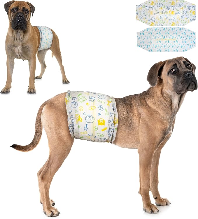 Dono Disposable Male Dog Diapers, Super Absorbent Male Dog Wraps for Small to Large Dogs, 360° Leak-Proof with Wetness Indicator,L,24PCS