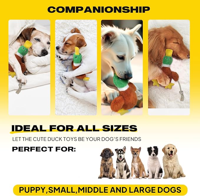 Fida Dog Rope Toys and Duck Dog Rope Toys Set, Dog Toys to Keep Them Busy, Squeaky Dog Toys for Large Dogs, Intactive Dog Rope Toy Plush Duck Dog Toys for Small Medium Dogs