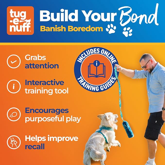 Tug-E-Nuff Faux Fur Squeaky Bungee Chaser Dog Toy, Tough Dog Tug Toy for Puppy, Small, Medium and Large Breeds, Interactive Training Chase Toys for Dogs, 46.5 in, Lilac