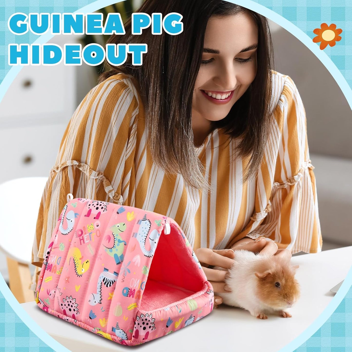 4 Pcs Guinea Pig Hideout, Guinea Pig Bed Tunnel, Rabbit Washable Small House Cage Accessories for Bunny Hedgehog Mouse Chinchillas Hamsters Ferrets Bearded Dragons Rats (Wonder Tale,7.9 in)