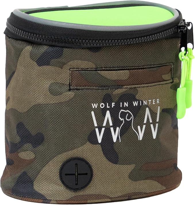 Quickdraw Dog Treat Pouch – Training Bag with Poop Bag Dispenser, Clicker Holder and Waist Belt – Hands-Free, Reflective and Durable for Dog Training and Hikes (Light Green/Camo)