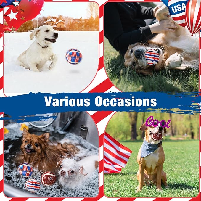 Libima 36 Pcs Dog Tennis Balls 2.5 Inches Toy Ball for Small Medium Large Dogs Durable Teething Chew Toys for Aggressive Dogs Exercise Training Catching, 3 Styles (4th of July)