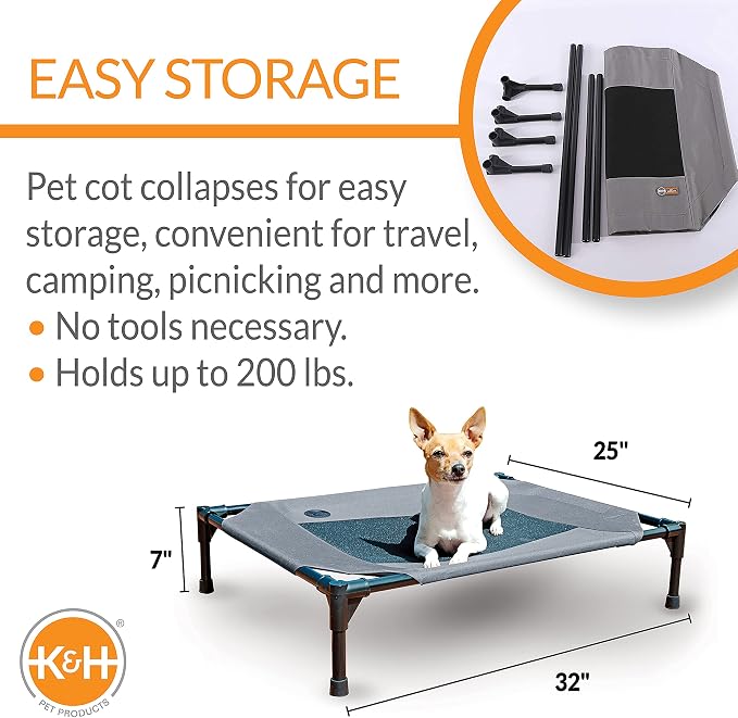 K&H Pet Products Original Elevated Pet Cot Tan with Microfleece Pad