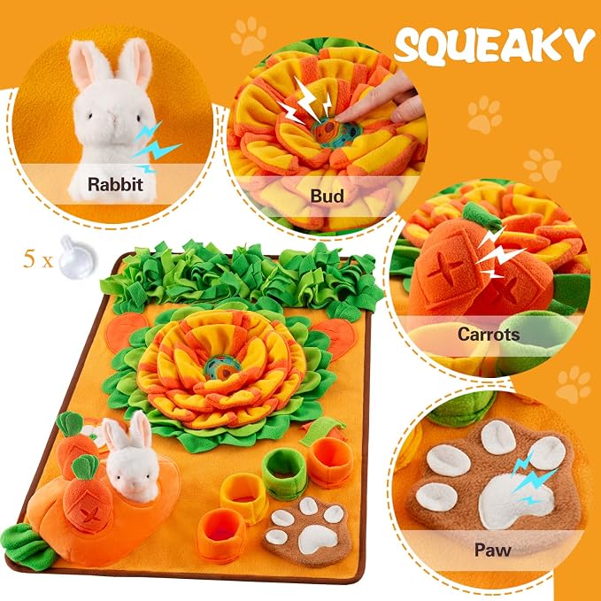 Pet Snuffle Mat for Dogs Sniff Mat Nosework Feeding Mat Slow Feeder Interactive Dog Puzzle Toys for Training and Stress Relief Encourages Natural Foraging Skills (29.5''x18.9'')