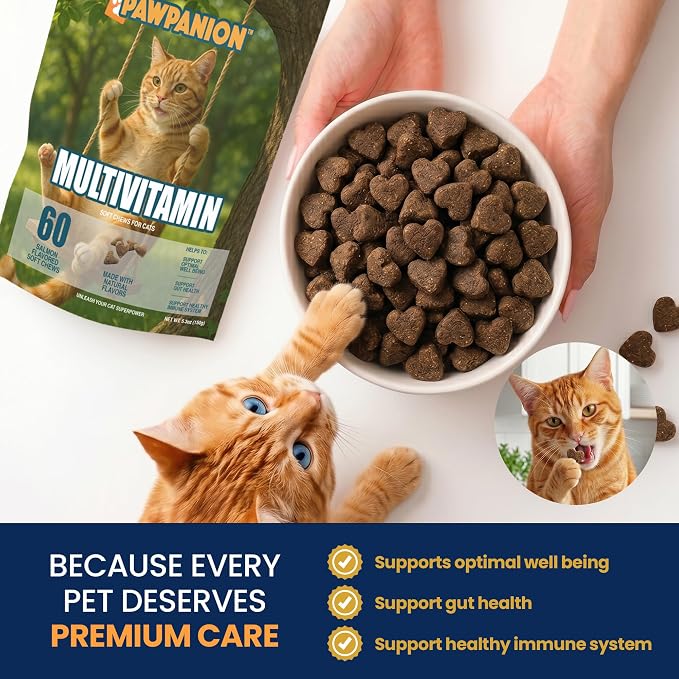 Multivitamin Soft Chews for Cats Full Body Support 60 Count