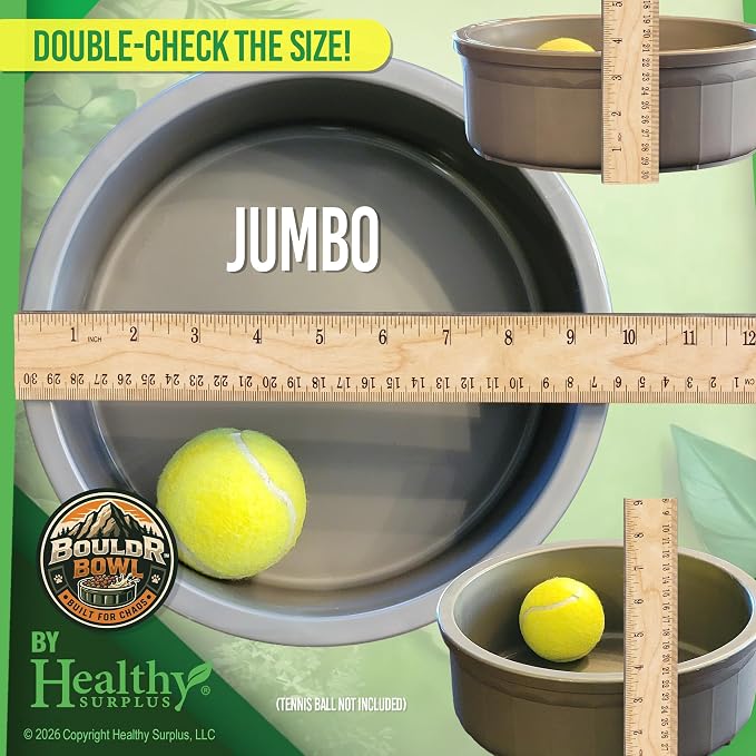 Pet Crock Bowl - 2 Pack – Thick Durable Plastic (Blue, 96oz Jumbo) Non-Tip Food & Water Dish for Dogs, Cats - Indoor/Outdoor - Chew Resistant, Easy Clean BouldrBowl from Healthy Surplus®