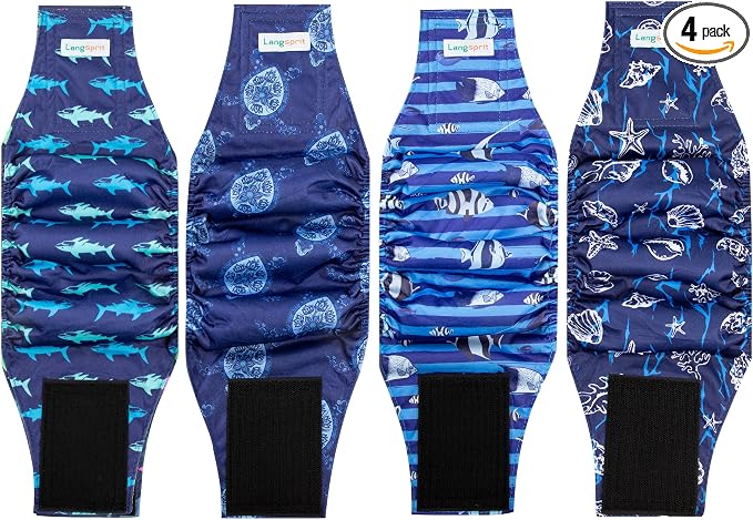 Male Dogs Diapers Belly Bands(4Pack), Washable Reusable Male Boy Doggy Wraps Panties for Doggie Puppy Pooping Potty Training Incontinence Marking Pañal para Perro XX-Large