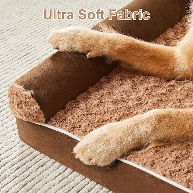 BFPETHOME Orthopedic Washable Dog Beds Large Sized Senior Dog for Comfy Sleeping with Removable Cover, Waterproof Big Soft Pet Couch Bed for Dogs Rerlax