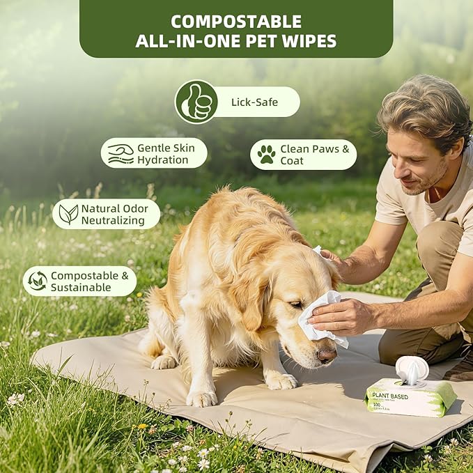 IMMHABI 400 Count Dog Wipes, Unscented Plant-Based Hypoallergenic Pet Wipes for Paws, Butt, and Anal Gland Care, Cleansing & Deodorizing for Puppies and Cats