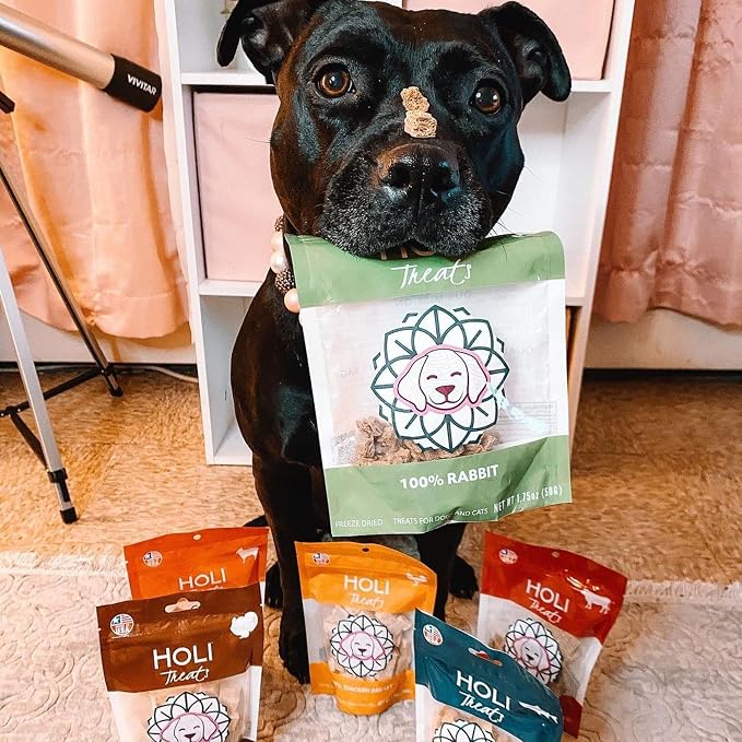 HOLI Freeze Dried Rabbit Dog Treats – Single Ingredient Freeze Dried Rabbit Treats for Dogs – All Natural – High Value Training Treats - 3.5oz