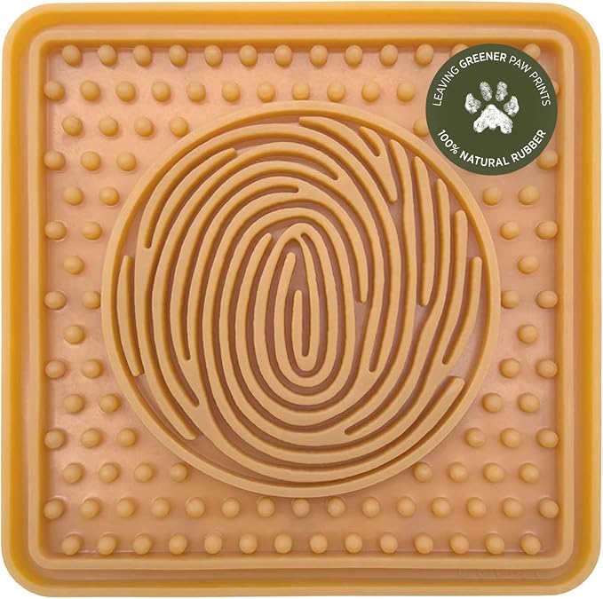 HEVEA Dog Licking Mat in Natural Rubber - with 25 Suction Cups - Slow Feeder Mat for Boredom Reducer and Anxiety Relief - Perfect for Bathing Grooming - Tested and Safe for Your Dog (Natural)