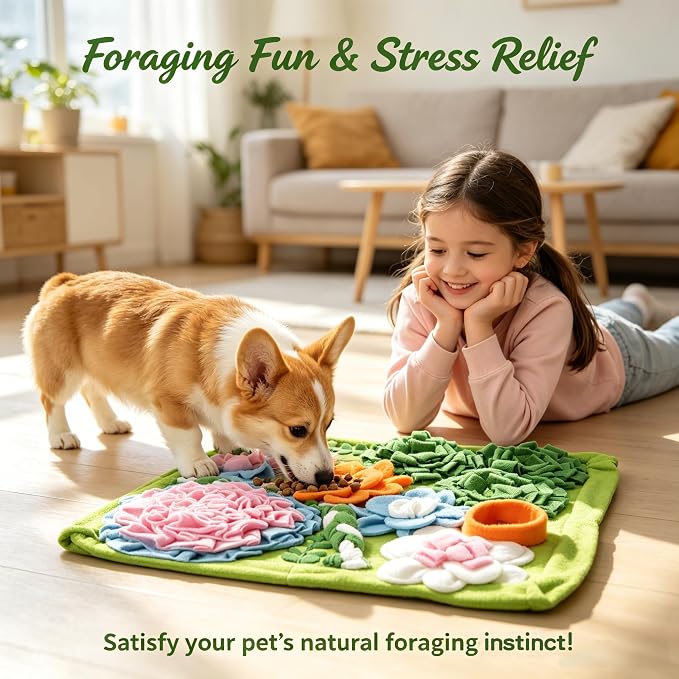 Snuffle Mat for Dogs, Slow Feeder Dog Puzzle Toy, Pet Enrichment Mat | Interactive snuffle mat encourages natural foraging, mental stimulation, slower eating, and enrichment for dogs.