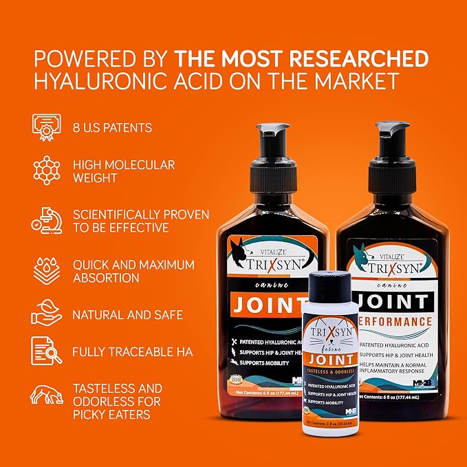 Trixsyn - Canine Hip and Joint Supplement for Dogs, 6 fl oz - Hyaluronic Acid Liquid HA for Senior Dogs to Support Mobility, Healthy Cartilage & Joint Function - Patented MHB3 Formula
