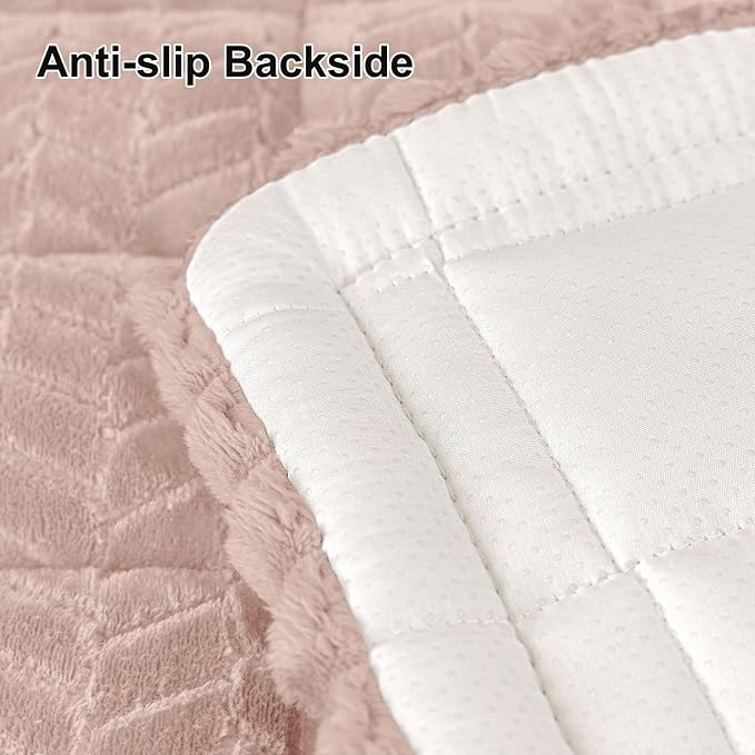 Smiry Couch Cover for Dogs, Non Slip Fuzzy Pet Sofa Arm Covers Washable for Armrest & Backrest, Soft Thick Furniture Protector for Cats Dogs, Against Fur, Dirt (Dusty Pink, 27.6"x27.6")