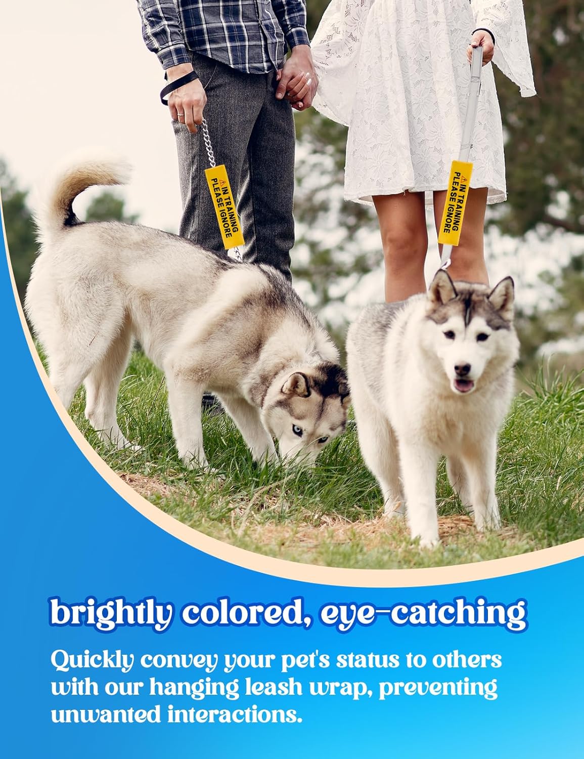 in Training Please Ignore Leash Sleeve, Funny Yellow Dog Alert Hanging ID Patch Tag, Do Not Pet Working Leash Wrap, Pet Birthday Gifts for Dog Owners
