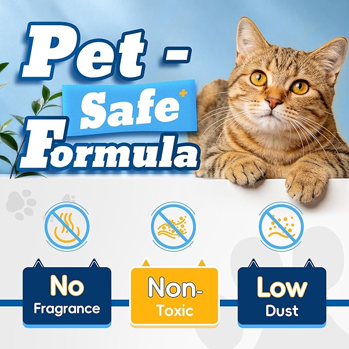 LMJP Crystal Cat Litter with Powerful Odor Control, Non-Clumping, Lasts Up to 6 Months, 24lb, Rapid Water Absorption, Unscented & Low Tracking Lightweight Blue & White Silica, 3 Pack of 8 lb