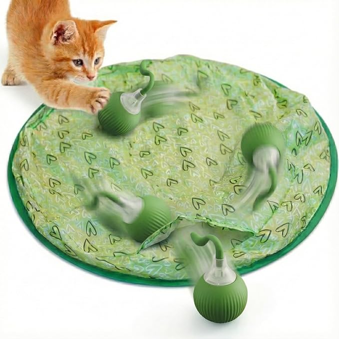 Interactive Mouse-Catching Cat Toy with Motion Sensor | Rechargeable Ball with Beep & LED Lights | Engaging Game for Indoor Cats, Reduces Boredom & Encourages Play (Green Single Layer)