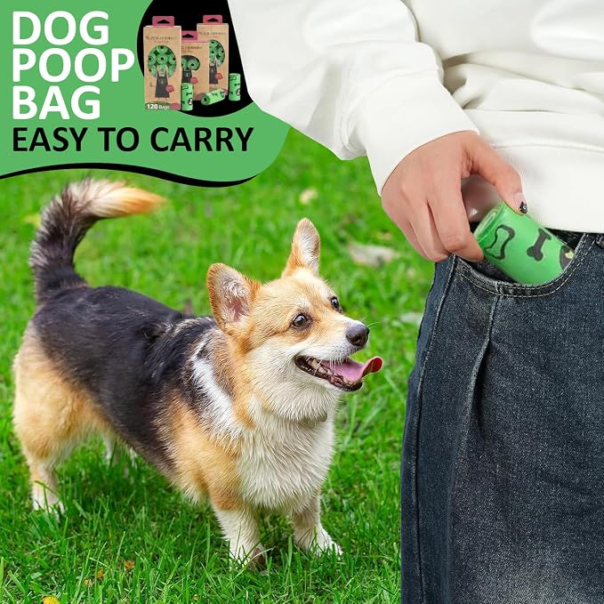 MEADOWS & MUTTS Dog Poop Bags - 120 Count Compostable Biodegradable Plant Based Pet Waste Bags | Leak Proof Extra Thick | Lavender Scented Eco-Friendly Puppy Poop Bags