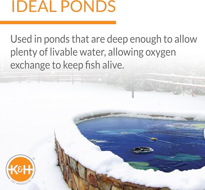 K&H Pet Products Pond Heater for Outdoor Ponds with Fish, Deluxe Thermo-Pond Perfect Climate Deicer, Winter Oxygen Exchange for Live Fish, Thermostatically Controlled, Safety Listed - 9in 1500W