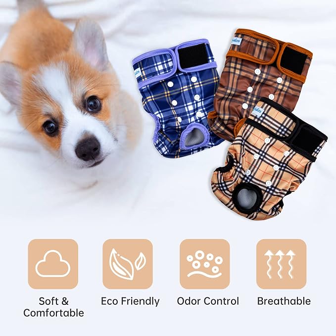 Leekalos Reusable Washable Dog Diapers Female (3 Pack) - Highly Absorbent Doggie Diapers - Size Adjustable Puppy Diapers for Dog Period Panties (XX-Largr)