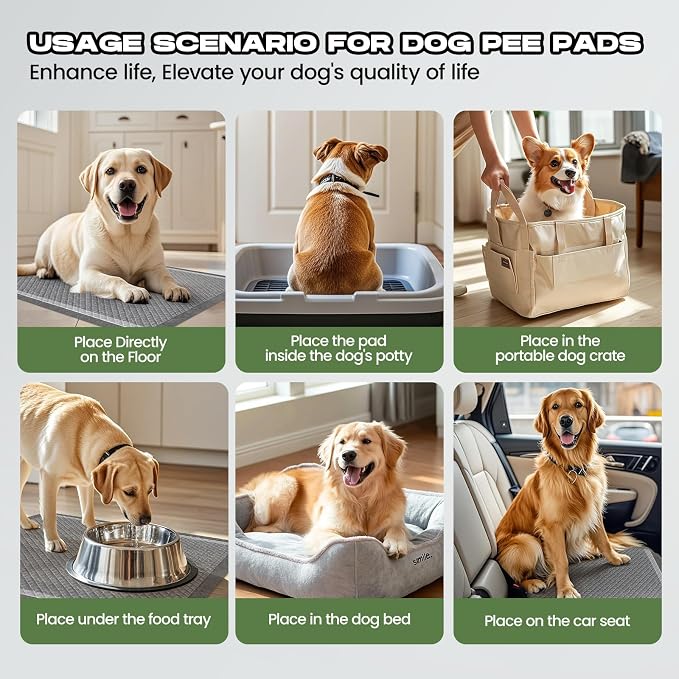 Dog Pee Pads for Dogs XXL 30"x36" Charcoal Puppy Pads 50 Counts Extra Large Disposable Activated Carbon Super Absorbent Full Edge-Wrapping Odor-Control Training Pads with Adhesive Tabs