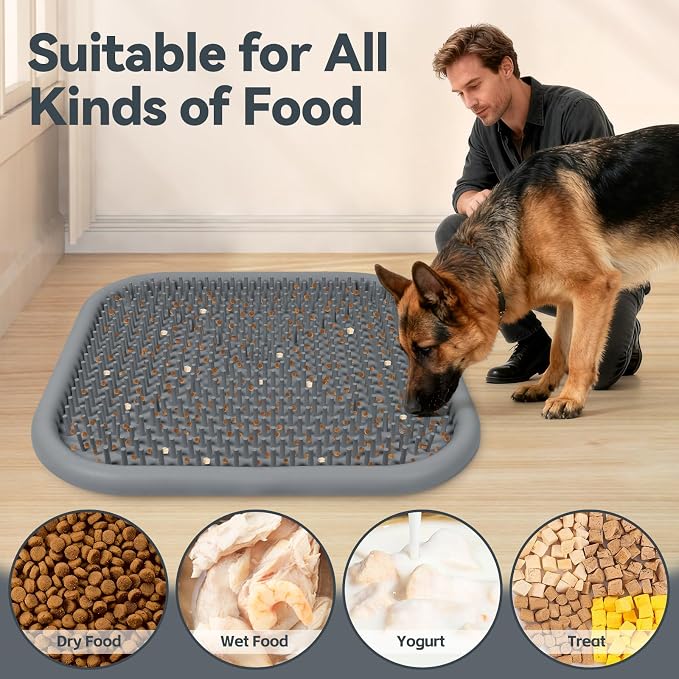 Snuffle Mat for Dogs, 23.6" x 23.6" Silicone Dog Feeding Mat Sniffing Interactive Feeding Game Encourages Natural Foraging Slow Feeder for Small/Medium/Large Dogs, Indoor & Outdoor