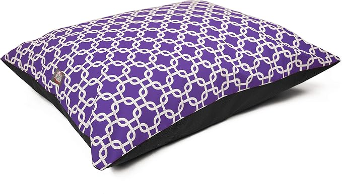 Majestic Pet Rectangle Medium Dog Bed - Non-Slip Washable Comfy Crate Pillow for Sleeping - Kennel Bed for Medium Breed, 35 x 28 Inch, Links Purple