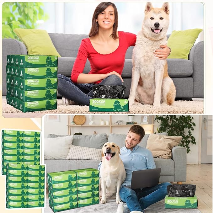 Sherr 20 Boxed Rolls 4000 Counts Dog Poop Bags Bulk Leak Proof Dog Waste Bags Universal Pet Doggy Waste Poop Box for Puppy Pets Outdoor Walking and Travel, 20 Rolls of 200(Black)