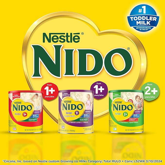 Nestlé NIDO Kinder Toddler Milk Beverage Powder Mix, 2 + Years, 23 Servings per Container, 138 Total Servings, 6x800g (4,800g)