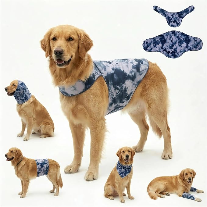 DAJIDALI® Dog & Cat Anxiety Vest & Spay Recovery Suit – Silent Adjustable Calming Wrap for Surgery & Thunderstorms – 2-Piece Cone & Recovery Onesie Alternative