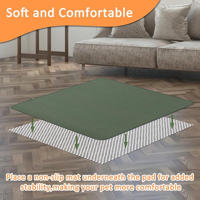 Bunlitent Washable Pee Pads for Dogs 36'' x 48", Non-Slip Washable Pee Pads for Dogs ,Fast Absorbent Pet Whelping Pads, Waterproof Dog Playpen Mat for Incontinence, Housebreak, Crate, 3 Packs, Green