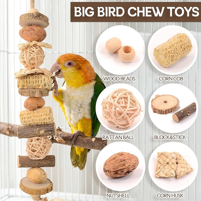 Parrot Toys for Large Birds, Natural Macaws Bird Toys, Bird Cage Accessories
