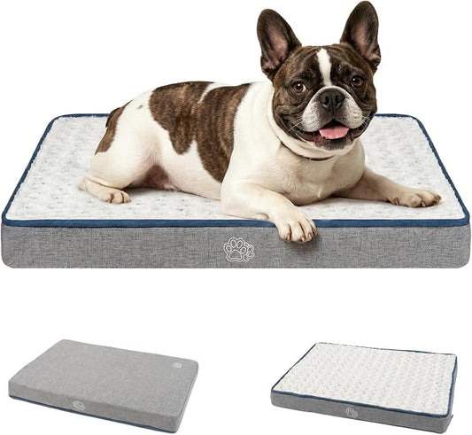 EMPSIGN Reversible Dog Bed Mat, Washable Pet Bed for Large Medium Small Dogs, Kennel Pad with Removable Cover, Bed Mattress for Crate Kennel, All Season Dual-Sided Plush & Canvas Pet Bed