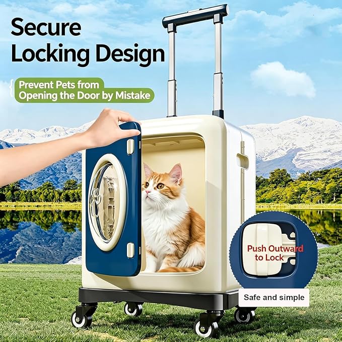 Pet Carrier with Wheels Foldable Cat Carrier, 3-Level Adjustable Handle 360° Wheels, Detachable Multi-Use Rolling Pet Travel Carrier for Cats & Small Dogs, Portable Outdoor Travel Pet Crate (Green)