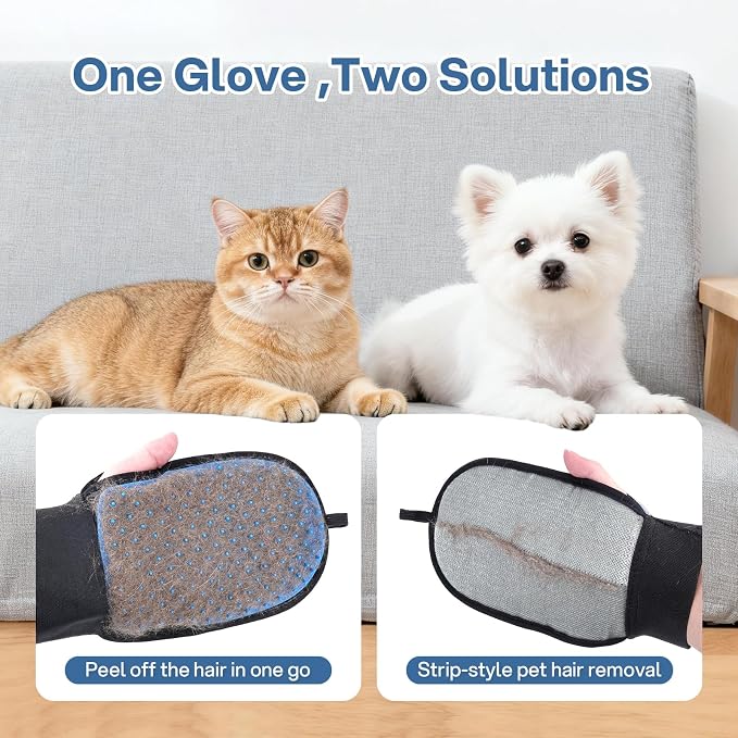CLEANGOR 2Pcs Pet Hair Removal Glove for Dog & Cat, Reusable Electrostatic Pet Hair Grooming Glove, Magic Brush Pet Hair Remover Tool for Carpet, Sofa, Furniture, Car Seats and Clothing