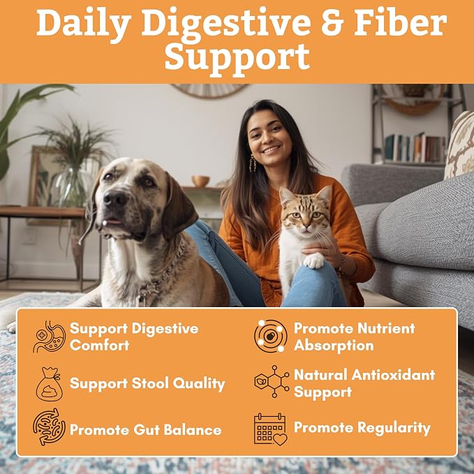 Wholistic Pet Organics Pumpkin Powder for Cats & Dogs - Fiber Supplement Helps with Digestion, Nutrient Absorption, Diarrhea, Constipation - Organic Pumpkin for Dogs & Cats - Puree Food Topper - 8 oz