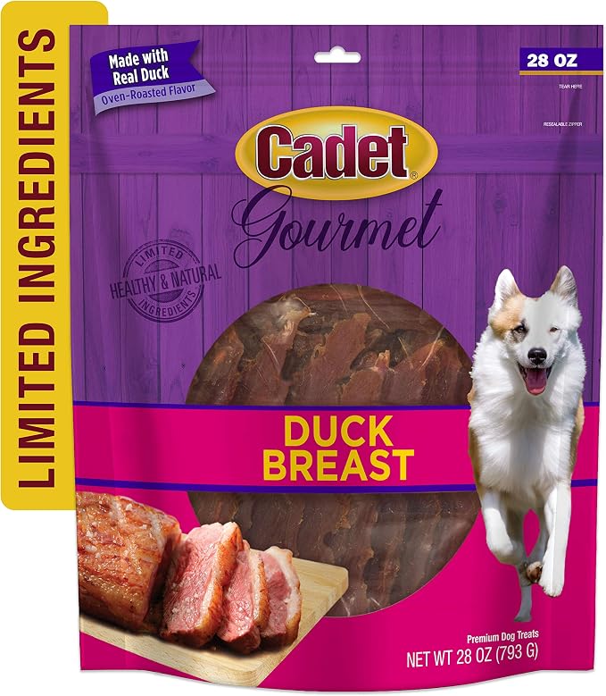 Cadet Gourmet Duck Jerky Dog Treats For Training - Healthy & Natural Dog Training Treats for Small & Large Breeds - Inspected & Tested in USA (28 oz.)