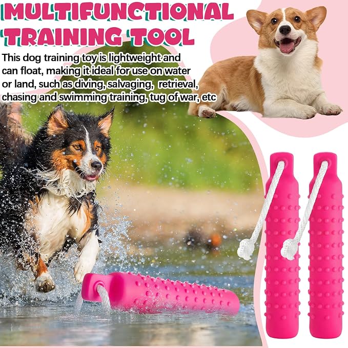 Blueweenly 4 Pcs Dog Bumper Toy for Water Retrieving Plastic Puppy Training Dummy Dog Float Toy Lightweight for Float on The Water Pool Outdoor Training Hunting Fetching (Pink)