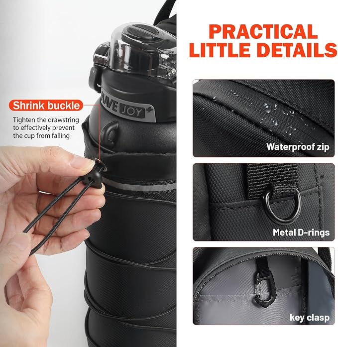 Magnetic Gym Bag 25-64oz Water Bottle Holder with 4 Strong Magnets, Crossbody Sling Water Bottle Carrier with Phone Pocket for Men Women, Gym Accessories for Workout Fitness Hiking Travel Camping