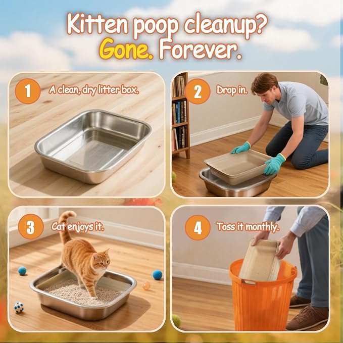 Disposable Litter Boxes for Cats Leak-Proof: 20-Pack Odor Control Sustainable Large Kitty Tray for Travel/Indoor Use