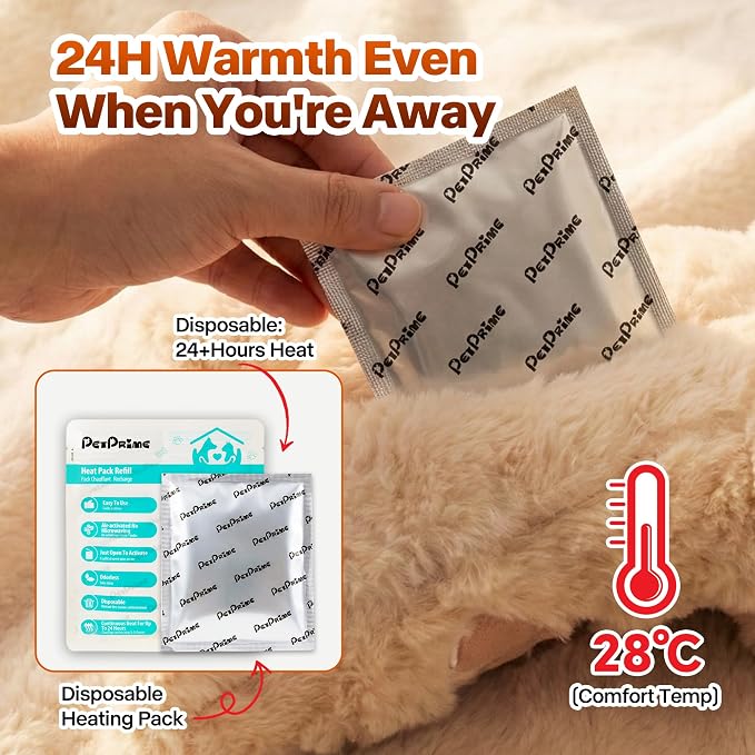 PetPrime Dog Plush Toy with Heartbeat for Puppies – Rechargeable with Timer & Adjustable Speed, Pet Soft Anxiety Puppy Toy,Includes 1 Disposable Heat Pack(Bear)