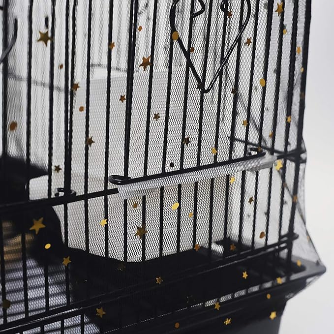 QBLEEV Extra Large 29.5" Mesh Bird Seed Catcher, Bird Cage Guard Cover with No Mess, Birdcage Nylon Shell Skirt Traps Guards to Protect Floors, Stretchy Cage Covers with Secure Fit