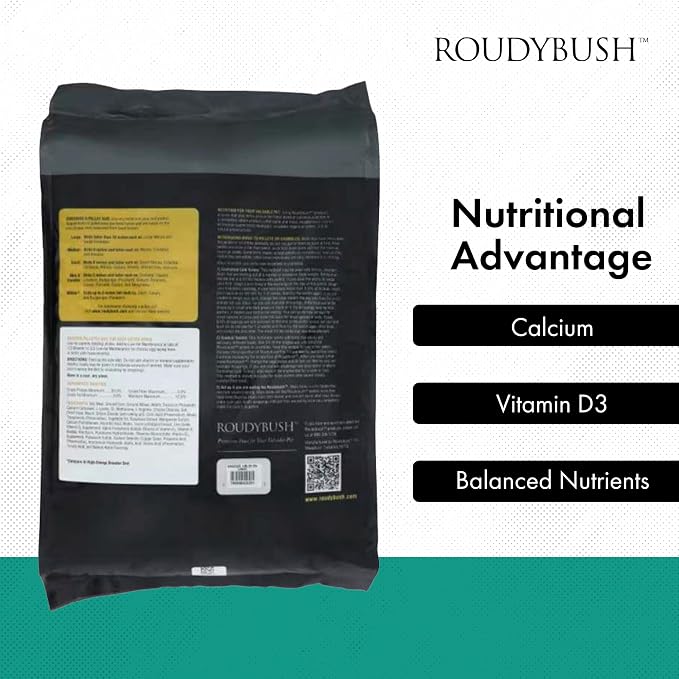 RoudyBush Breeder Food for Breeding & Weaning Birds, Pelleted Diet Made with Corn, Wheat & Soy, Daily Food for Small & Medium Parrots, Nibble Pellet, 25 LB