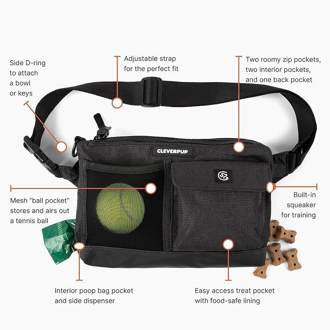 Cleverpup Training Sling & Snackpack Double Insulated Treat Pouch in Graphite