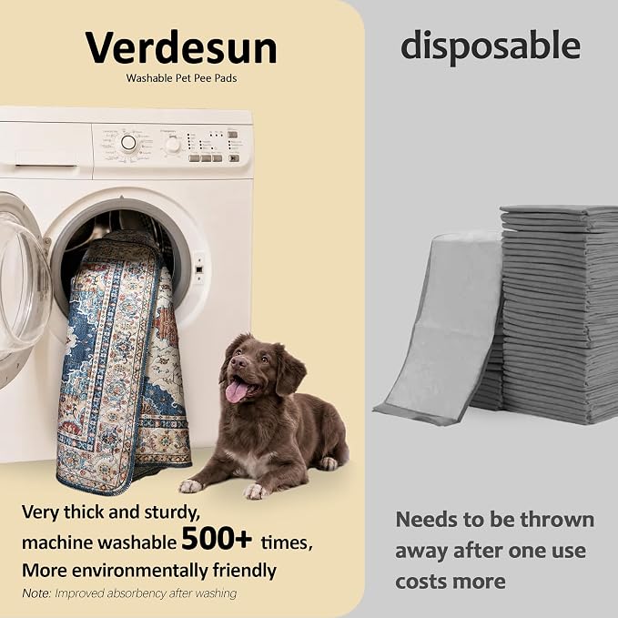Washable Pee Pads for Dogs, Reusable Puppy Potty Training Pads, Ultra-Absorbent Thick Waterproof Leak-Proof Non-Slip Pads & Mat for Crate, Playpen, Floor, Whelping & Housebreaking , 2 Pack 24"x48"